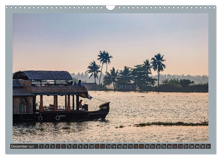 Produktbild: Kerala Backwaters - mit dem Hausboot durch die tropische Wasserwelt (Wandkalender 2027 DIN A3 quer), CALVENDO Monatskalender