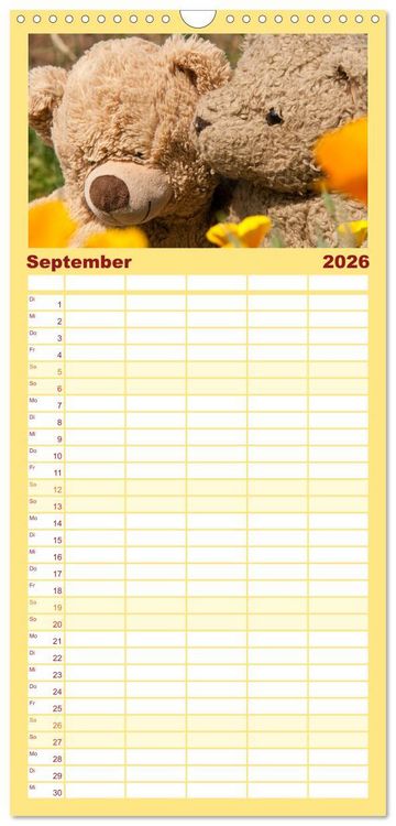 Produktbild: Familienplaner 2026 - Kunterbunte B&auml;renwelt - Teddys mit 5 Spalten (Wandkalender, 21 x 45 cm) CALVENDO