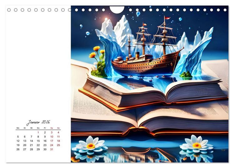 Produktbild: Fantastische surreale B&uuml;cherwelten (Wandkalender 2026 DIN A4 quer), CALVENDO Monatskalender