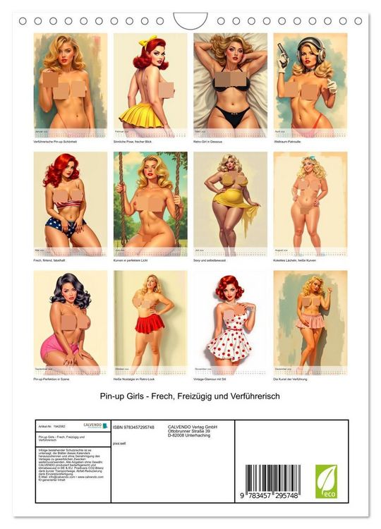 Produktbild: Pin-up Girls - Frech, Freiz&uuml;gig und Verf&uuml;hrerisch (Wandkalender 2026 DIN A4 hoch), CALVENDO Monatskalender