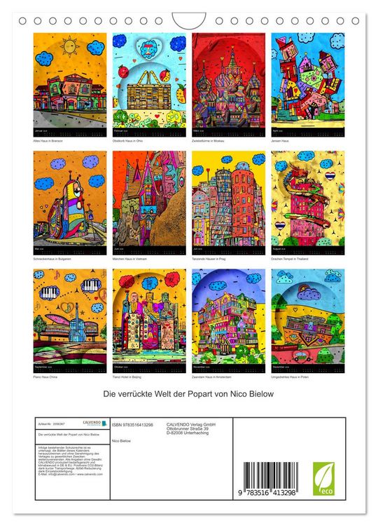 Produktbild: Die verr&uuml;ckte Welt der Popart von Nico Bielow (Wandkalender 2026 DIN A4 hoch), CALVENDO Monatskalender