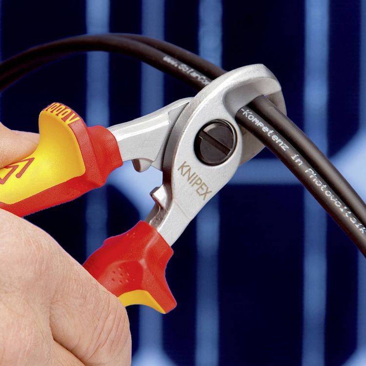 Produktbild: Knipex 95 26 165 Kabelschere Geeignet f&uuml;r (Abisoliertechnik) Alu- und Kupferkabel, ein- und mehrdr&auml;htig 15 mm 50 mm&sup2; 0