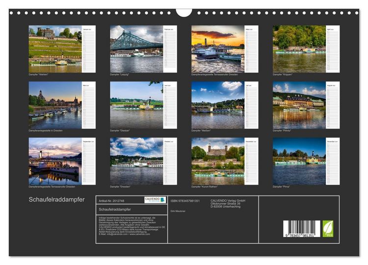 Produktbild: Schaufelraddampfer (Wandkalender 2026 DIN A3 quer), CALVENDO Monatskalender