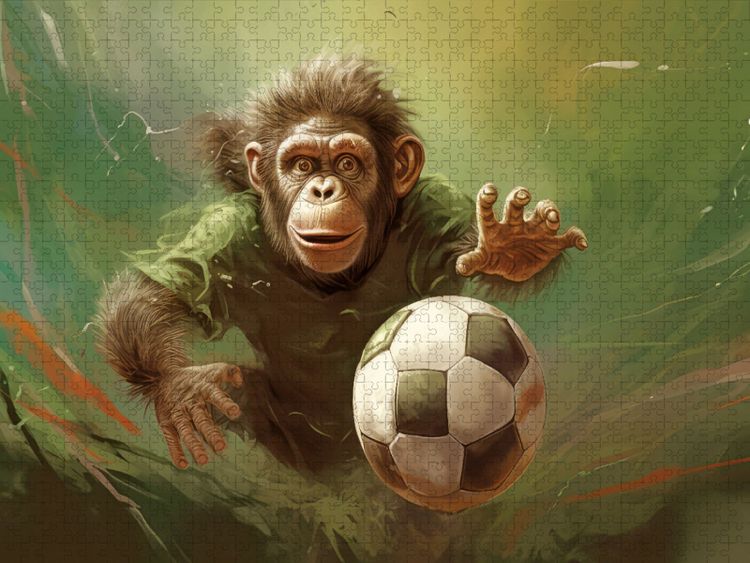 Produktbild: CALVENDO Puzzle Fu&szlig;ballfieber bei Affenbabys | 1000 Teile Lege-Gr&ouml;&szlig;e 64x48cm Foto-Puzzle f&uuml;r gl&uuml;ckliche Stunden