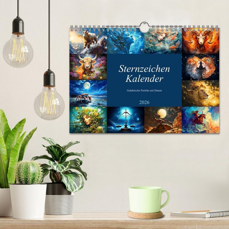Produktbild: Sternzeichen-Kalender - Galaktische Portr&auml;ts mit Datum (Wandkalender 2026 DIN A4 quer), CALVENDO Monatskalender