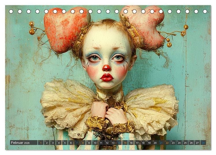 Produktbild: Clowniversum - Wo die Masken Geschichten erz&auml;hlen (Tischkalender 2026 DIN A5 quer), CALVENDO Monatskalender