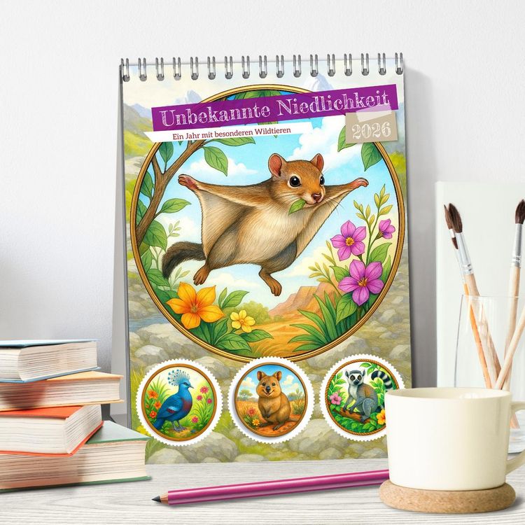 Produktbild: Unbekannte Niedlichkeit (Tischkalender 2026 DIN A5 hoch), CALVENDO Monatskalender