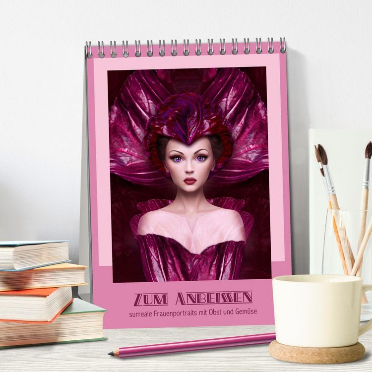 Produktbild: Zum Anbeissen - surreale Frauenportraits mit Obst und Gem&uuml;se (Tischkalender 2026 DIN A5 hoch), CALVENDO Monatskalender