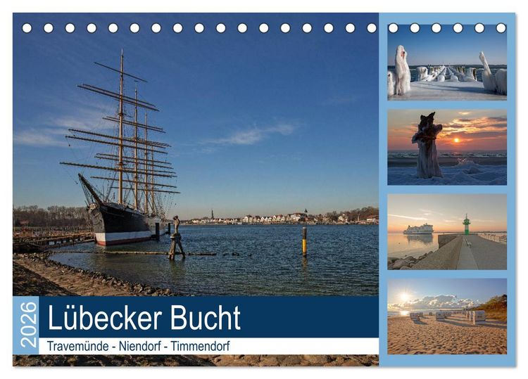 Produktbild: L&uuml;becker Bucht - Travem&uuml;nde - Niendorf - Timmendorf (Tischkalender 2026 DIN A5 quer), CALVENDO Monatskalender