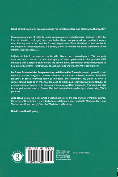 Produktbild: An Ethical Framework for Complementary and Alternative Therapists