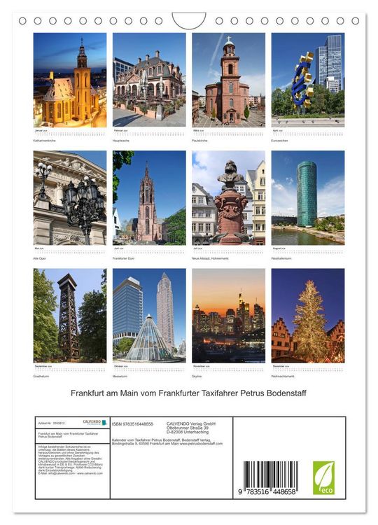 Produktbild: Frankfurt am Main vom Frankfurter Taxifahrer Petrus Bodenstaff (Wandkalender 2026 DIN A4 hoch), CALVENDO Monatskalender