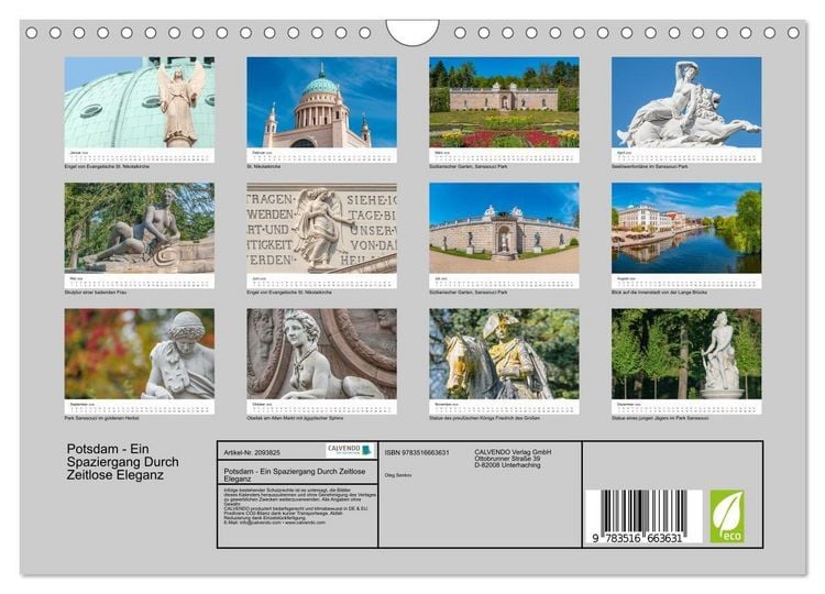 Produktbild: Potsdam - Ein Spaziergang Durch Zeitlose Eleganz (Wandkalender 2026 DIN A4 quer), CALVENDO Monatskalender
