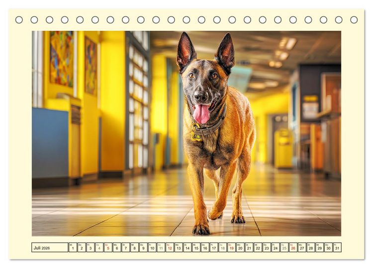 Produktbild: Malinois im Einsatz. Heldenhafte Hunde mit Ausdauer und Mut (Tischkalender 2026 DIN A5 quer), CALVENDO Monatskalender
