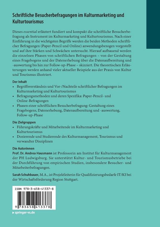 Produktbild: Schriftliche Besucherbefragungen im Kulturmarketing und Kulturtourismus