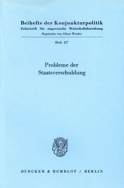 Produktbild: Probleme der Staatsverschuldung.