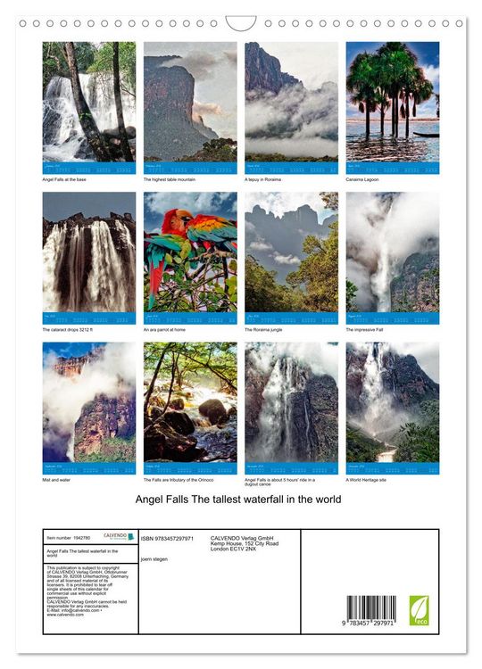 Produktbild: Angel Falls The tallest waterfall in the world (Wall Calendar 2026 DIN A3 portrait), CALVENDO 12 Month Wall Calendar