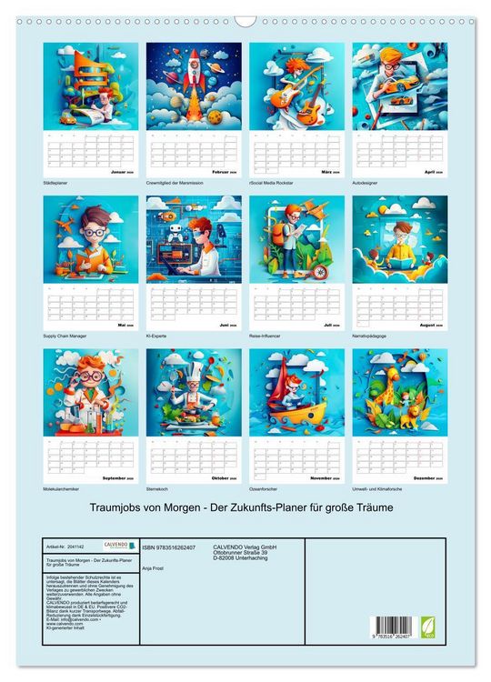 Produktbild: Traumjobs von Morgen - Der Zukunfts-Planer f&uuml;r gro&szlig;e Tr&auml;ume (Wandkalender 2026 DIN A2 hoch), CALVENDO Monatskalender