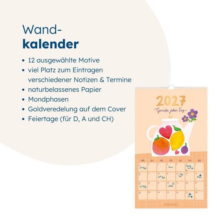 Produktbild: Wandkalender 2027 Genie&szlig;e jeden Tag