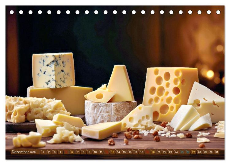 Produktbild: Gourmet K&auml;se - und Weingenuss (Tischkalender 2026 DIN A5 quer), CALVENDO Monatskalender