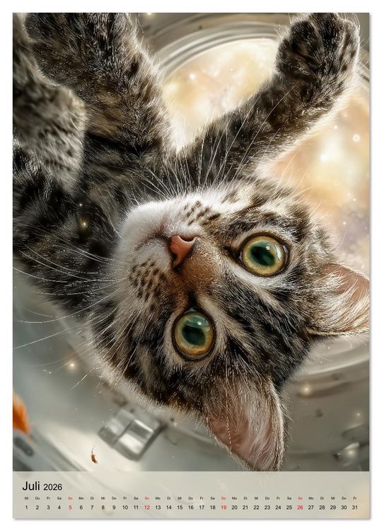 Produktbild: Katzen im Weltall - lustiger Katzenkalender f&uuml;r Kinder, Familien und Katzenliebhaber (Wandkalender 2026 DIN A3 hoch), CALVENDO Monatskalender