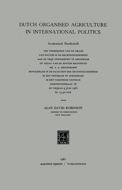Produktbild: Dutch Organised Agriculture in International Politics