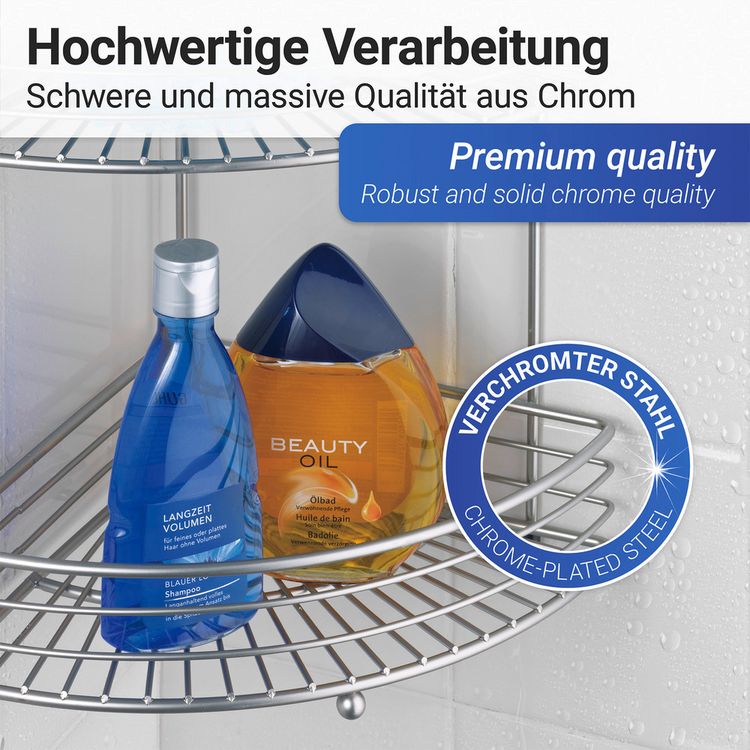 Produktbild: Eckwandablage Mod. Milano mit 2 Etagen, Chrom