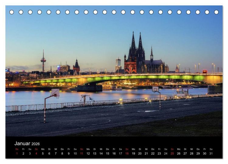 Produktbild: k&ouml;ln dunkelbunt II &ndash; Die Stadt leuchtet! (Tischkalender 2026 DIN A5 quer), CALVENDO Monatskalender