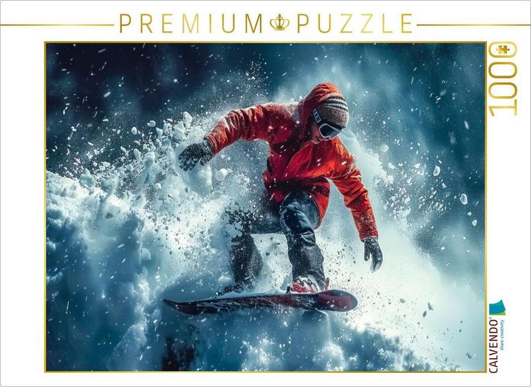 Produktbild: CALVENDO Puzzle Snowboarden, schwarze Abfahrt | 1000 Teile Lege-Gr&ouml;&szlig;e 64x48cm Foto-Puzzle f&uuml;r gl&uuml;ckliche Stunden