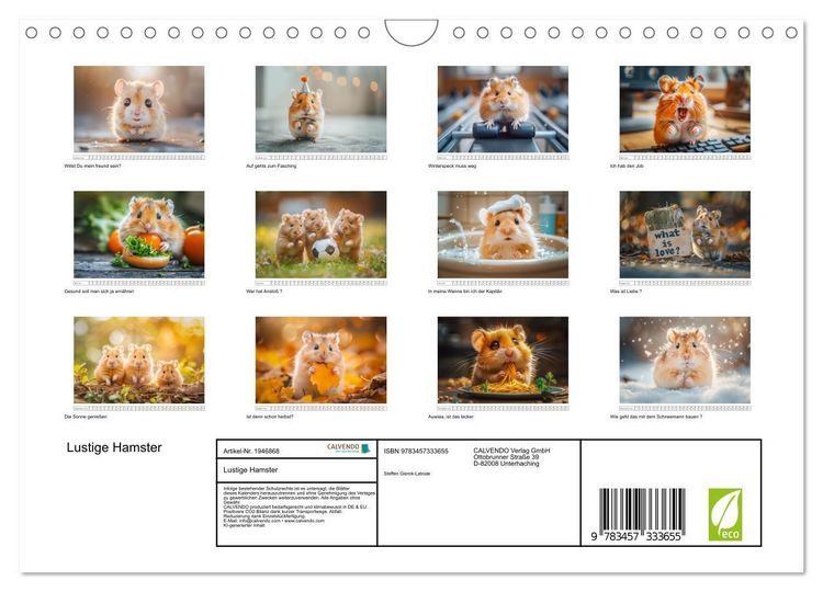 Produktbild: Lustige Hamster (Wandkalender 2026 DIN A4 quer), CALVENDO Monatskalender