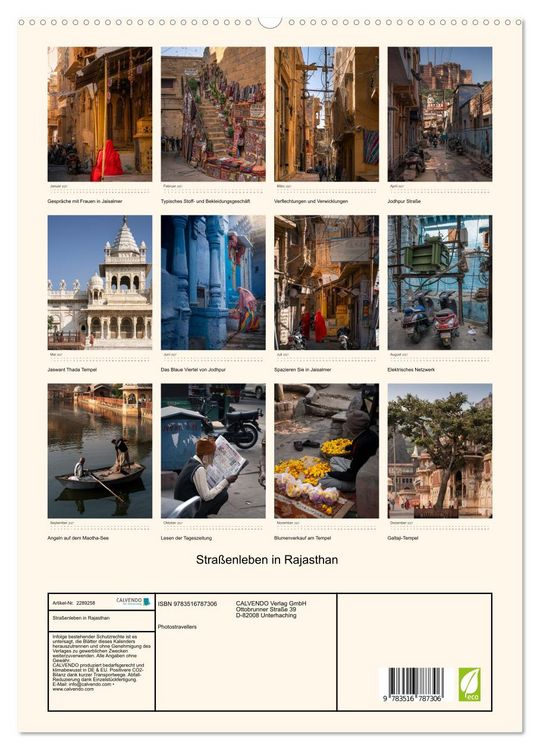 Produktbild: Stra&szlig;enleben in Rajasthan (hochwertiger Premium Wandkalender 2027 DIN A2 hoch), Kunstdruck in Hochglanz