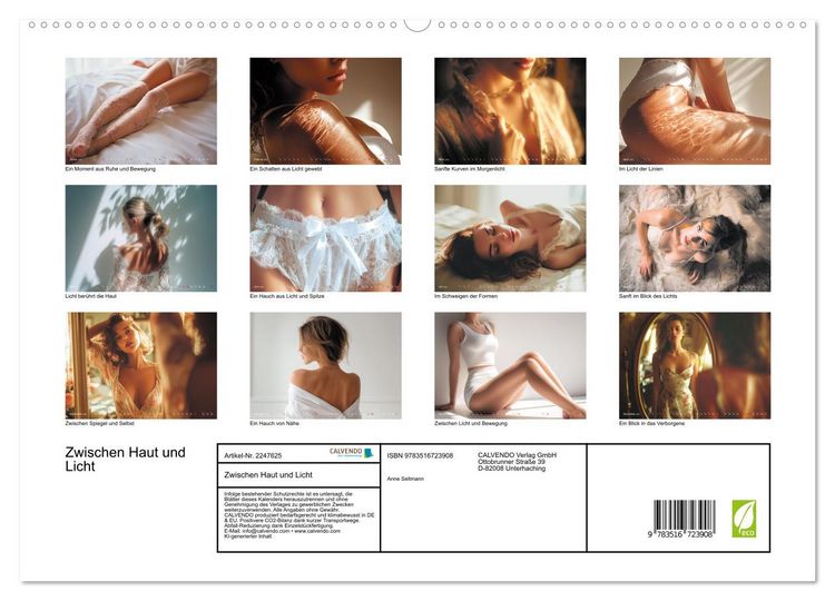 Produktbild: Zwischen Haut und Licht (hochwertiger Premium Wandkalender 2026 DIN A2 quer), Kunstdruck in Hochglanz