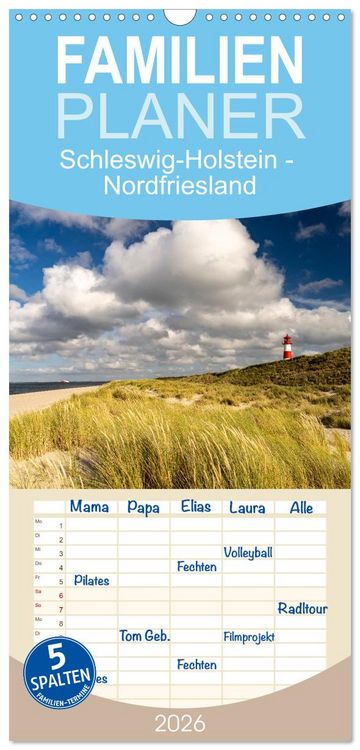 Produktbild: Familienplaner 2026 - Schleswig-Holstein - Nordfriesland mit 5 Spalten (Wandkalender, 21 x 45 cm) CALVENDO