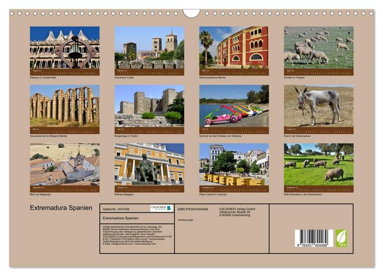 Produktbild: Extremadura Spanien (Wandkalender 2026 DIN A3 quer), CALVENDO Monatskalender