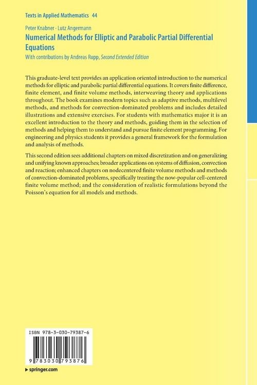 Produktbild: Numerical Methods for Elliptic and Parabolic Partial Differential Equations