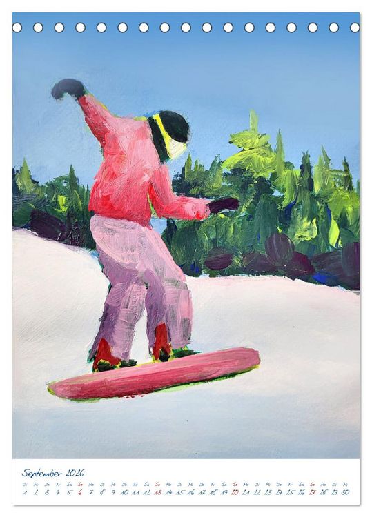 Produktbild: Powder Passion - Snowboardkunst im H&ouml;henrausch (Tischkalender 2026 DIN A5 hoch), CALVENDO Monatskalender