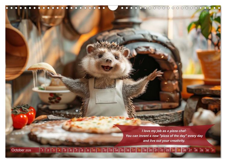 Produktbild: Funny charming animals as pizza chef (Wall Calendar 2026 DIN A3 landscape), CALVENDO 12 Month Wall Calendar
