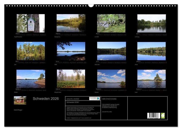 Produktbild: Schweden 2026 (Wandkalender 2026 DIN A2 quer), CALVENDO Monatskalender