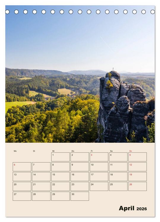 Produktbild: Zauberhafte S&auml;chsische Schweiz (Tischkalender 2026 DIN A5 hoch), CALVENDO Monatskalender