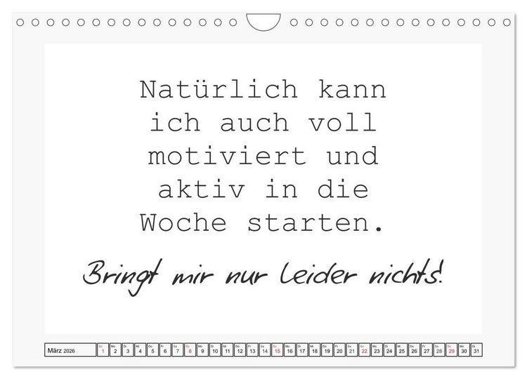 Produktbild: Typo-Kalender f&uuml;r das B&uuml;ro. Sarkasmus und fiese Spr&uuml;che (Wandkalender 2026 DIN A4 quer), CALVENDO Monatskalender