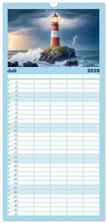 Produktbild: Familienplaner 2026 - Nach Hause finden, die Leuchtt&uuml;rme mit 5 Spalten (Wandkalender, 21 x 45 cm) CALVENDO