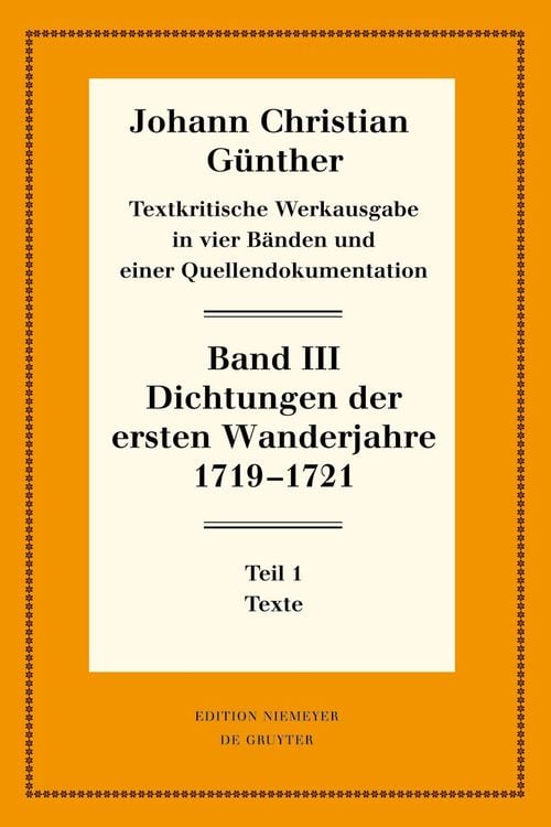 Produktbild: Dichtungen der ersten Wanderjahre 1719-1721