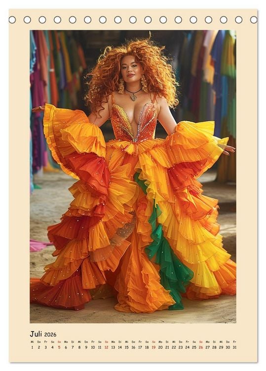 Produktbild: Plus Size Models in glamour&ouml;ser High Fashion (Tischkalender 2026 DIN A5 hoch), CALVENDO Monatskalender