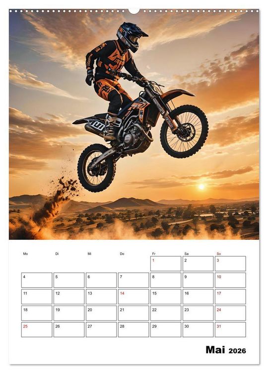 Produktbild: Vollgas und Adrenalin - Motocross-Action pur! (Wandkalender 2026 DIN A2 hoch), CALVENDO Monatskalender