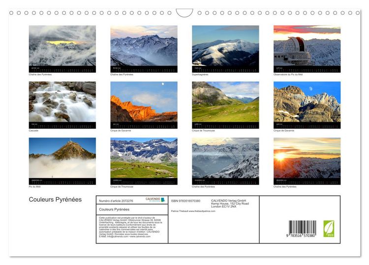 Produktbild: Couleurs Pyr&eacute;n&eacute;es (Calendrier mural 2026 DIN A3 vertical), CALVENDO calendrier mensuel