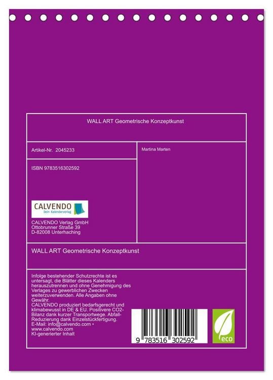 Produktbild: WALL ART Geometrische Konzeptkunst (Tischkalender 2026 DIN A5 hoch), CALVENDO Monatskalender