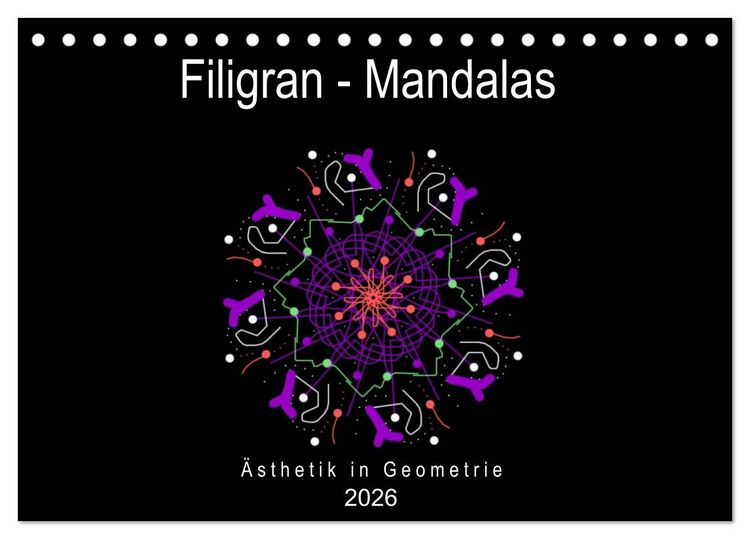 Produktbild: Filigran - Mandalas (Tischkalender 2026 DIN A5 quer), CALVENDO Monatskalender