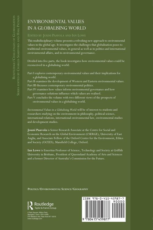 Produktbild: Environmental Values in a Globalizing World