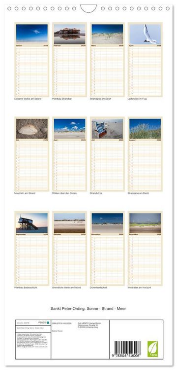 Produktbild: Familienplaner 2026 - Sankt Peter-Ording. Sonne - Strand - Meer mit 5 Spalten (Wandkalender, 21 x 45 cm) CALVENDO