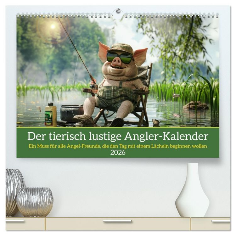 Produktbild: Der tierisch lustige Angler-Kalender (hochwertiger Premium Wandkalender 2026 DIN A2 quer), Kunstdruck in Hochglanz