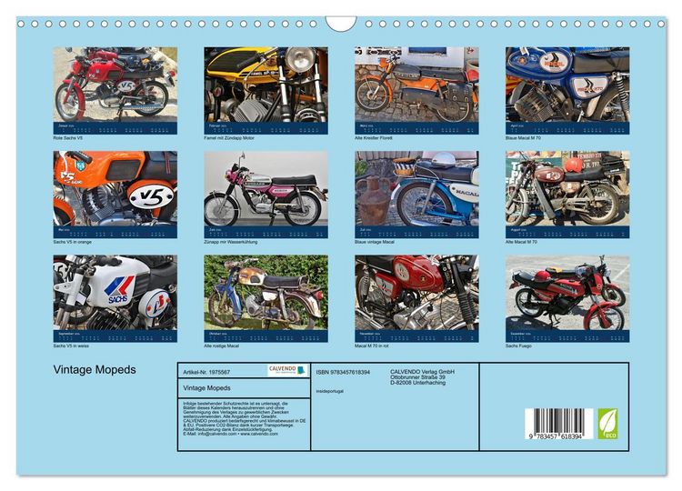 Produktbild: Vintage Mopeds (Wandkalender 2026 DIN A3 quer), CALVENDO Monatskalender